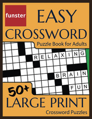 Funster Easy Crossword Puzzle Book for Adults – 50+ Large Print Crossword Puzzle