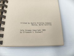 Vintage 1985 Calm Streams Elizabeth Braswell Poetry North Carolina Chapbook