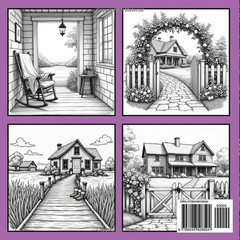 Old Farmhouse Coloring Book for Adults: Rustic Country Farm Scenes, Vintage