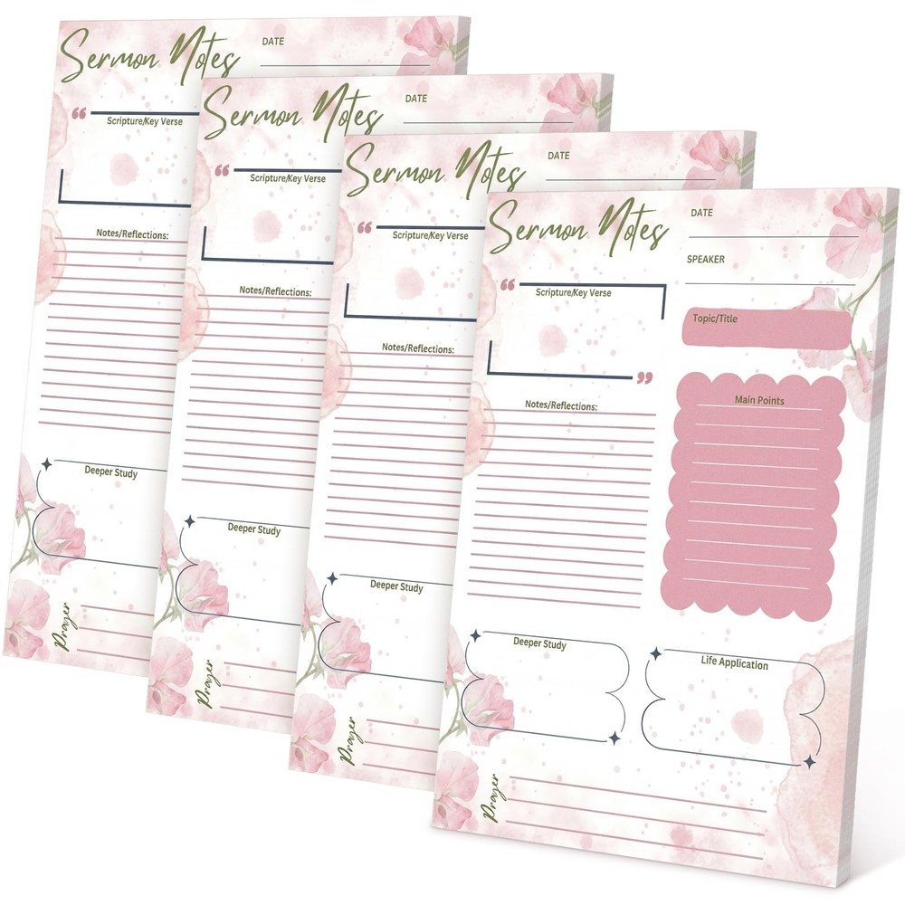 6 Pcs Sermon Notes Notebook Church Notebook 5.5 x 8.5 Inch Tear Away Sermon J…