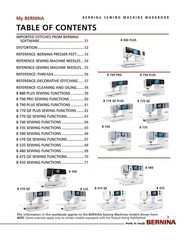Bernina Mastery SEWING Workbook 790 Pro + 880 + 770 QE + 480 475 435 535 570 590