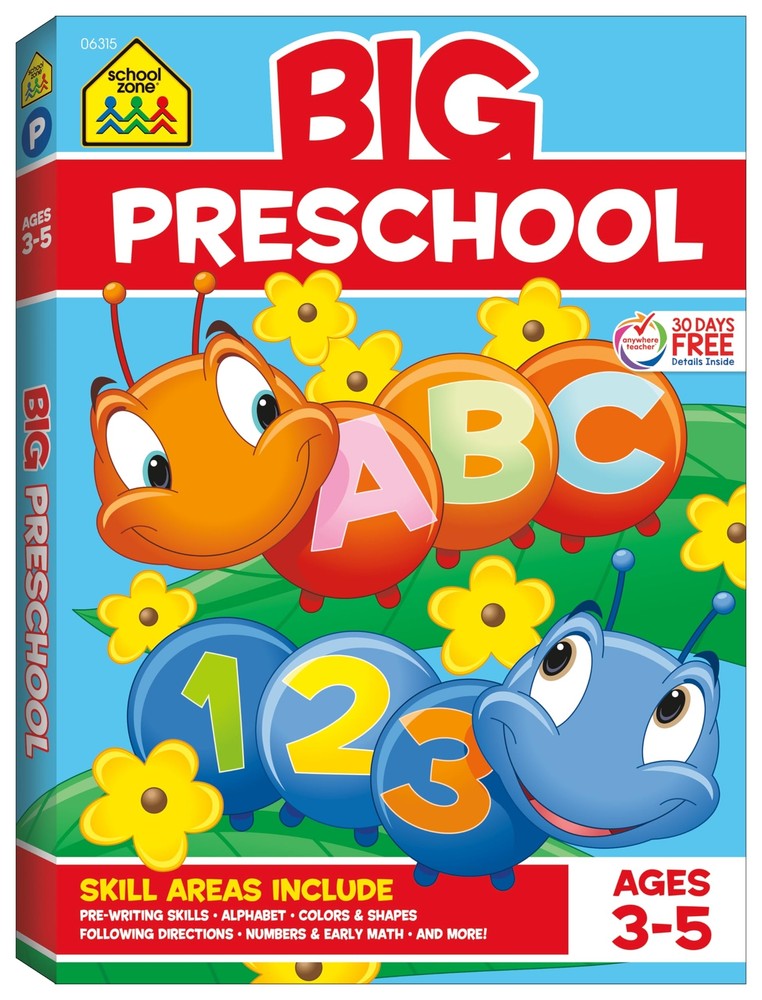 School Zone – Big Preschool Workbook – 320 Pages, Ages 3 to 5, Colors, Shape…