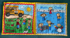 NEW Handmade Sewn Cranston SCHOOL DAYS Cloth Book 2004, 12 pages, 9″ Square