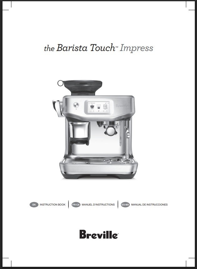Breville BES881 Barista Touch Impress Instructions Manual: 84 Pages, Coil Bound