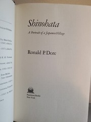 SHINOHATA A Portrait of a Japanese Village by Ronald P Dore HC 1st AM ED 1978