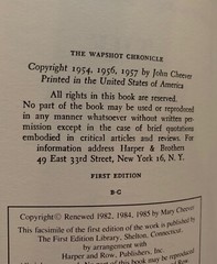 The Wapshot Chronicle: John Cheever / First Edition Library Facsimile VERY NICE!