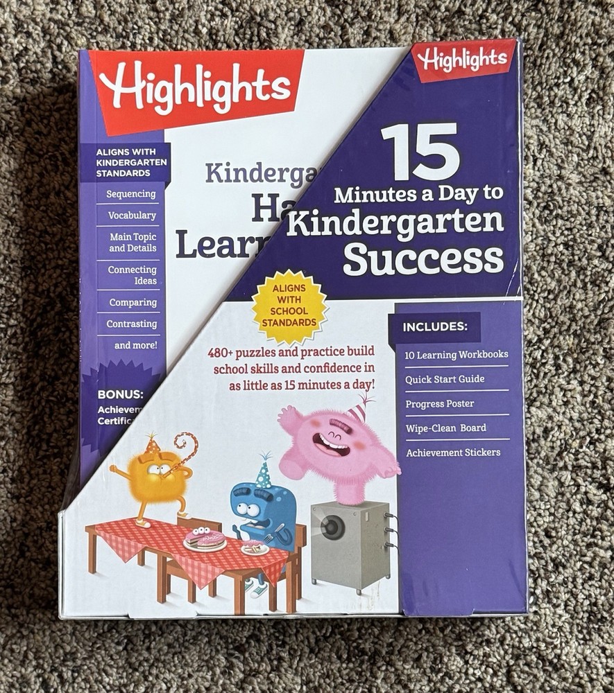 Highlights 15 Minutes A Day Kindergarten Success: 10 Book Workbooks NEW SEALED