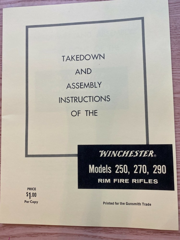 WINCHESTER MODELS 250, 270, 290 RIMFIRE RIFLE OWNER’S MANUAL (23 Pages)