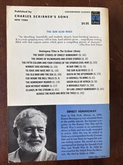 ERNEST HEMINGWAY-The Sun Also Rises-Novel-Charles Scribner’s Sons 1970 Paperback