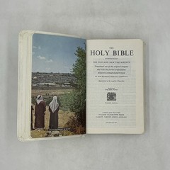 Collins Genuine White French Morocco Leather Red Letter Concordance Bible W/ Box