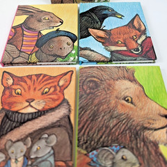 RARE 2 Box Sets 1993 MINI Aesop’s Fables Mouse Cat Fox Illustrated Graham Percy