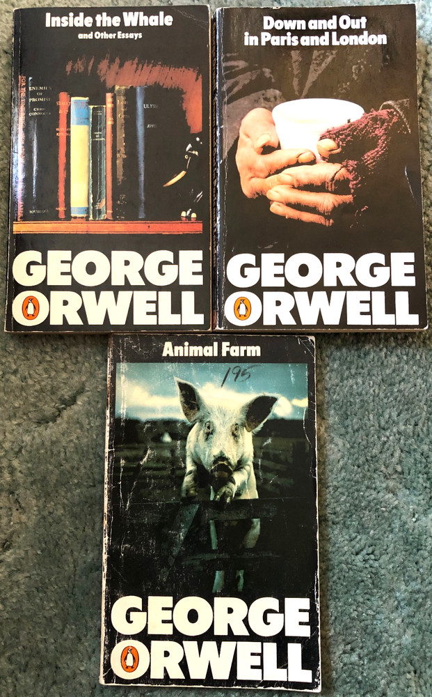 George Orwell books, lot of 3 Penguin UK editions, Animal Farm, Inside the Whale