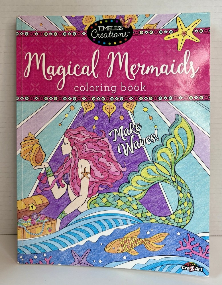 Magical Mermaid Coloring Book By Timeless Creations CraZArt, 64 Pages. NEW
