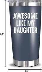Cool 20 Oz Stainless Steel Tumbler for Dad: Gifts from Daughter, Fun Design