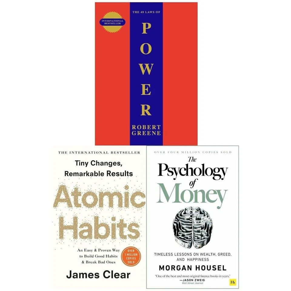 3 Book Collection Set (medium) Power+ Atomic Habits and Psychology of Money PB