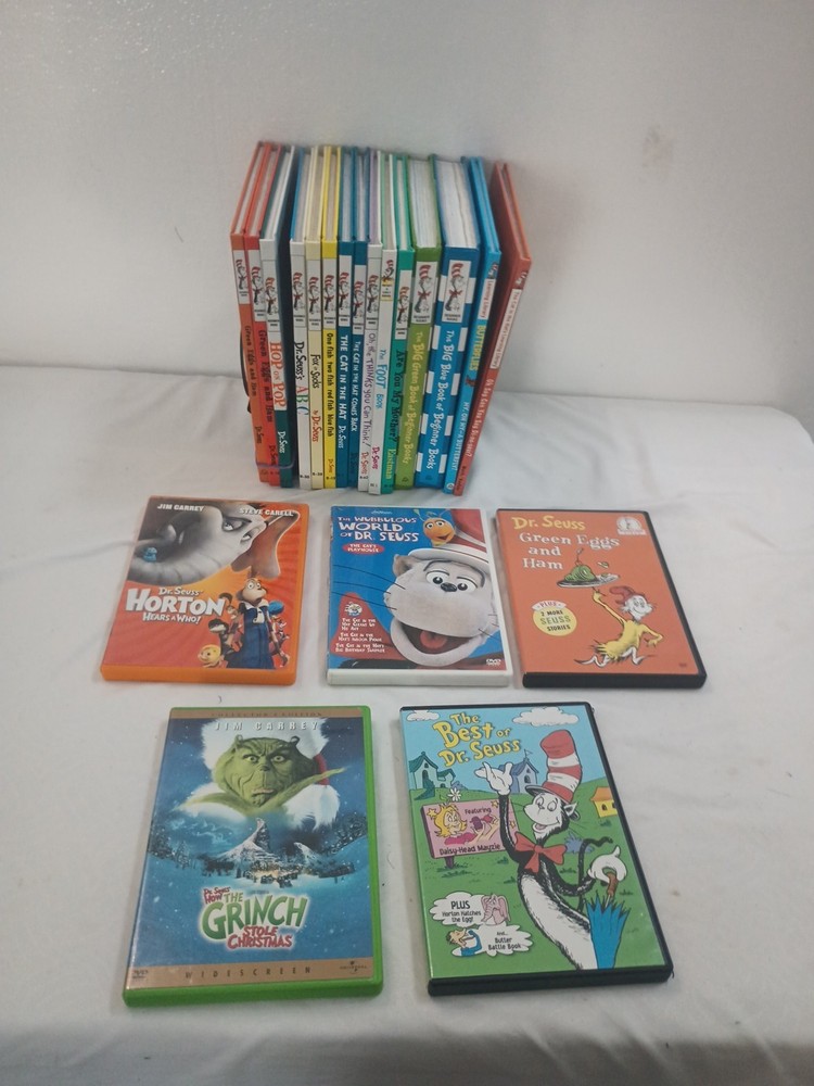 Dr. Seuss Books Hardcover Lot of 15 Beginner I Can Read Books &5 Dr Seuss Movies