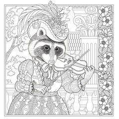 Raccoon and Friends Coloring Book 108 Pages 8.5 x 11 for All Ages