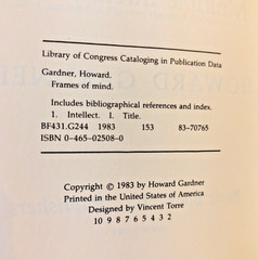 Frames Of Mind: The Theory Of Multiple Intelligences, Howard E. Gardner 1983 HC