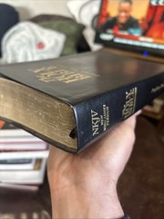 Holy Bible Prophecy Study Edition NKJV Genuine Leather Black Red Letter Gold Gld