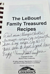 LeBouef Family Treasured Recipes Spiral Cookbook 2006 Morris Press Comb Bound