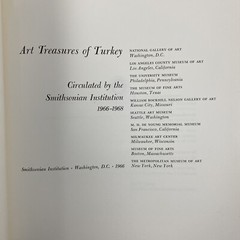 ART TREASURES OF TURKEY Circulated by the Smithsonian Institution 1966- 1968. PB