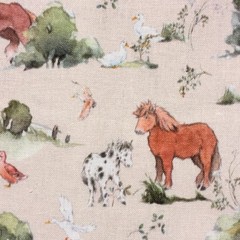 Acufactum Cotton Fabric 59×23 inches Farm Friends Print 100% Cotton