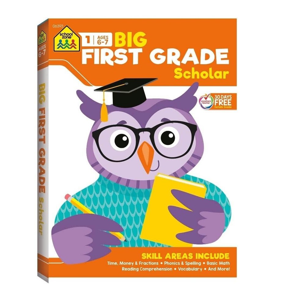 School Zone- Big First Grade Scholar Workbook-320 pages, Ages 6 to 7, Time, …