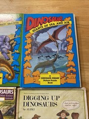 Dinosaurs- Lot of 2 Jigsaw Puzzle Books & 2 Paperback Books