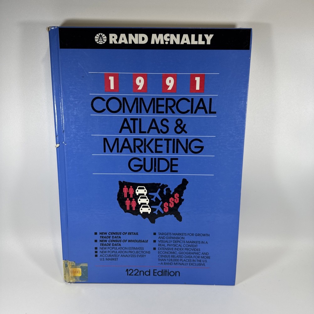 Oversized 1991 Rand McNally Commercial Atlas and Marketing Guide 122nd Edition