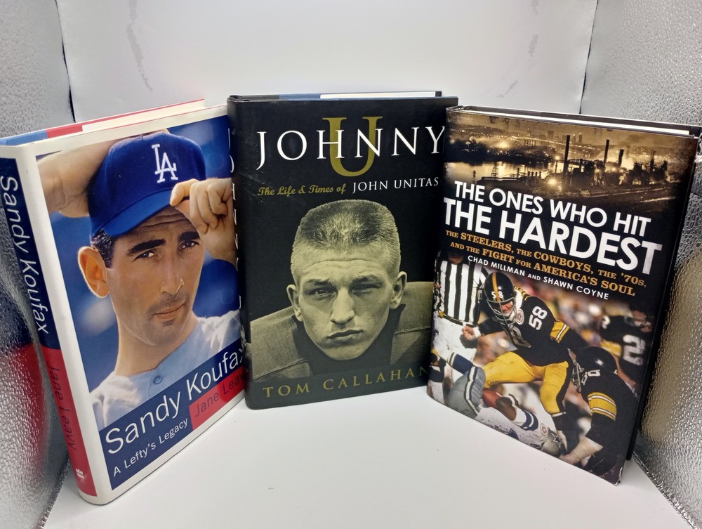 Sports Biography Book Lot: Sandy Koufax, Johnny Unitas, Steelers/Cowboys History