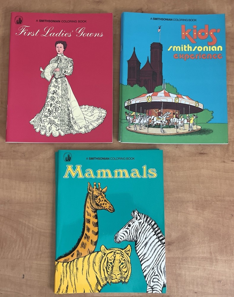 1980’s Lot of 10 Smithsonian Coloring Books-1st Ladies+Mammals-Experience