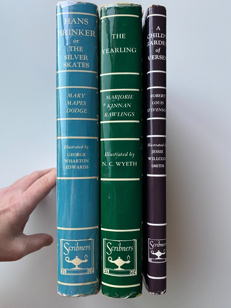 CHARLES SCRIBNERS SONS HCDJ ILLUSTRATED CLASSICS LOT 3~Yearling~Verses~Hans Brnk