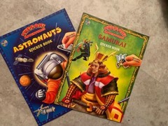 2 Awesome Adventures Reusable Sticker Book – ASTRONAUTS & SAMURAI. Unused!
