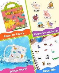 Reusable Sticker Book Set: 94 Waterproof Stickers for Kids – Animal & Dino Fun
