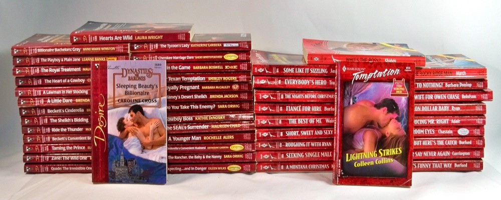 Lot of 48 Vintage Harlequin/Silhouette 'Desire’ & 'Temptation’ Series Paperbacks