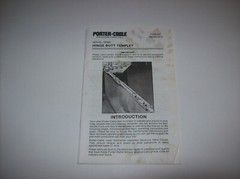 Porter Cable Hinge Butt Templet Model #59380 Instruction Manual, x