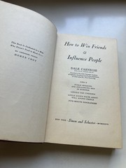 How to Win Friends and Influence People by Dale Carnegie 29th Edition 1937 HC