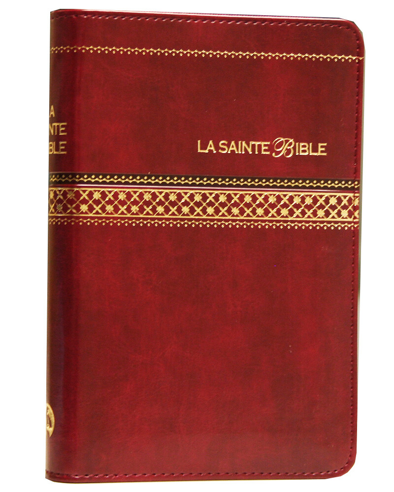 French Bible, La Sainte Bible- Louis Segond 1910 Burgundy Im Leather, Zipper