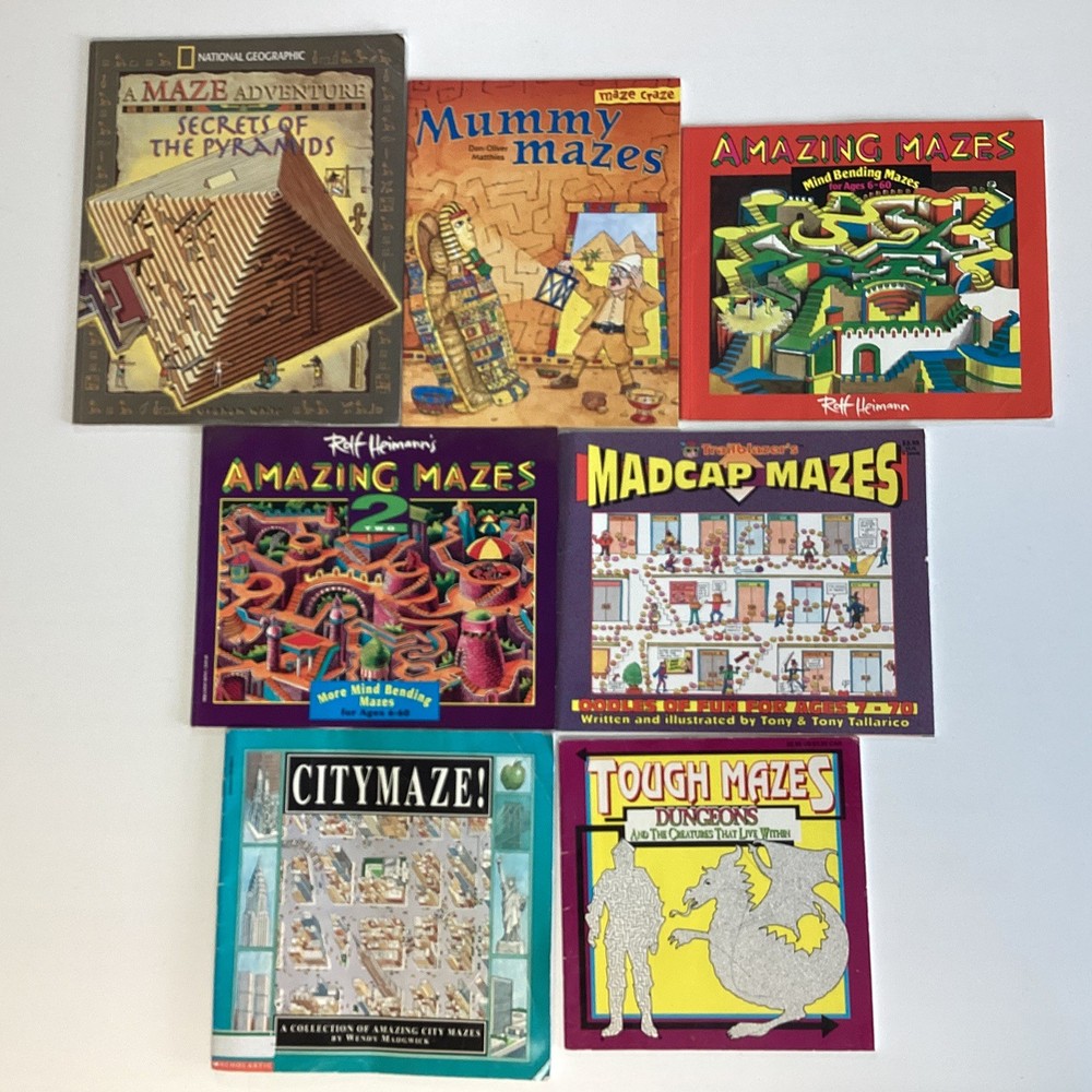 Amazing Mazes Rolf Heimann Puzzle Kindergarten 1st 2nd 3rd 4th Grade 7 Book Lot