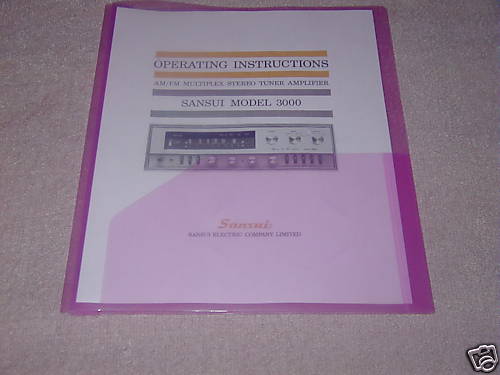 SANSUI 3000 STEREO RECEIVER OPERATING INSTRUCTIONS IN COLOR 24 PAGES
