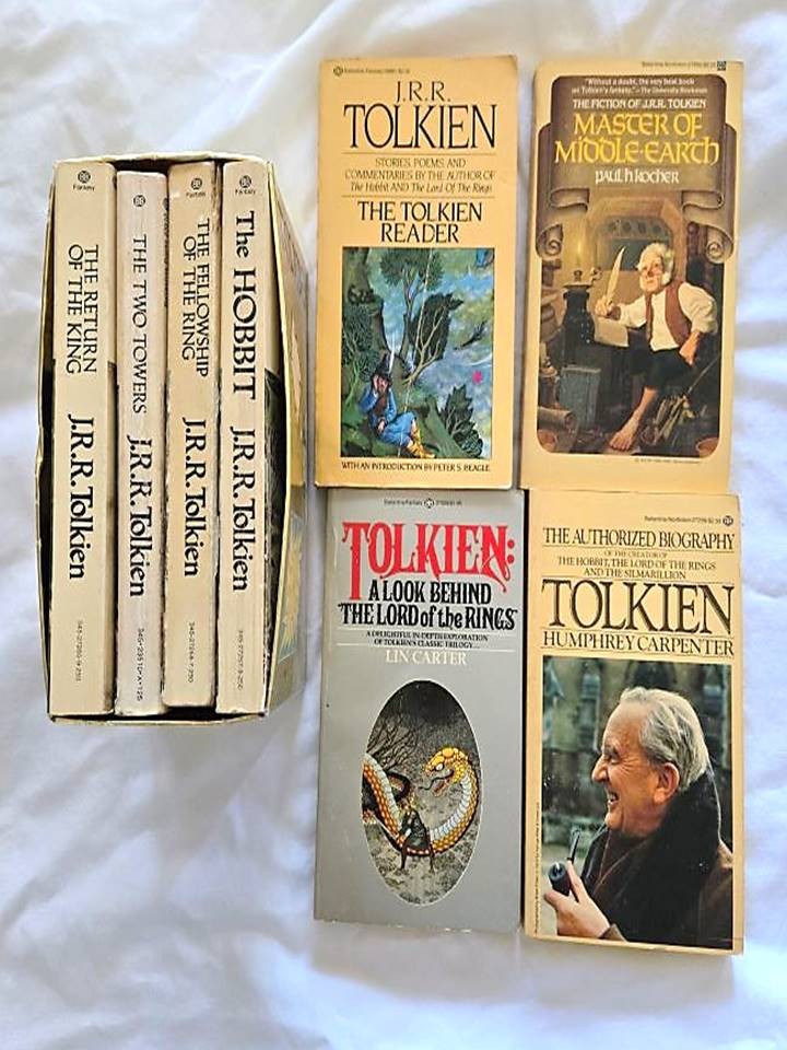 2 sets J.R.R. Tolkien Paperbacks; Gold box set & Man & His Myth set