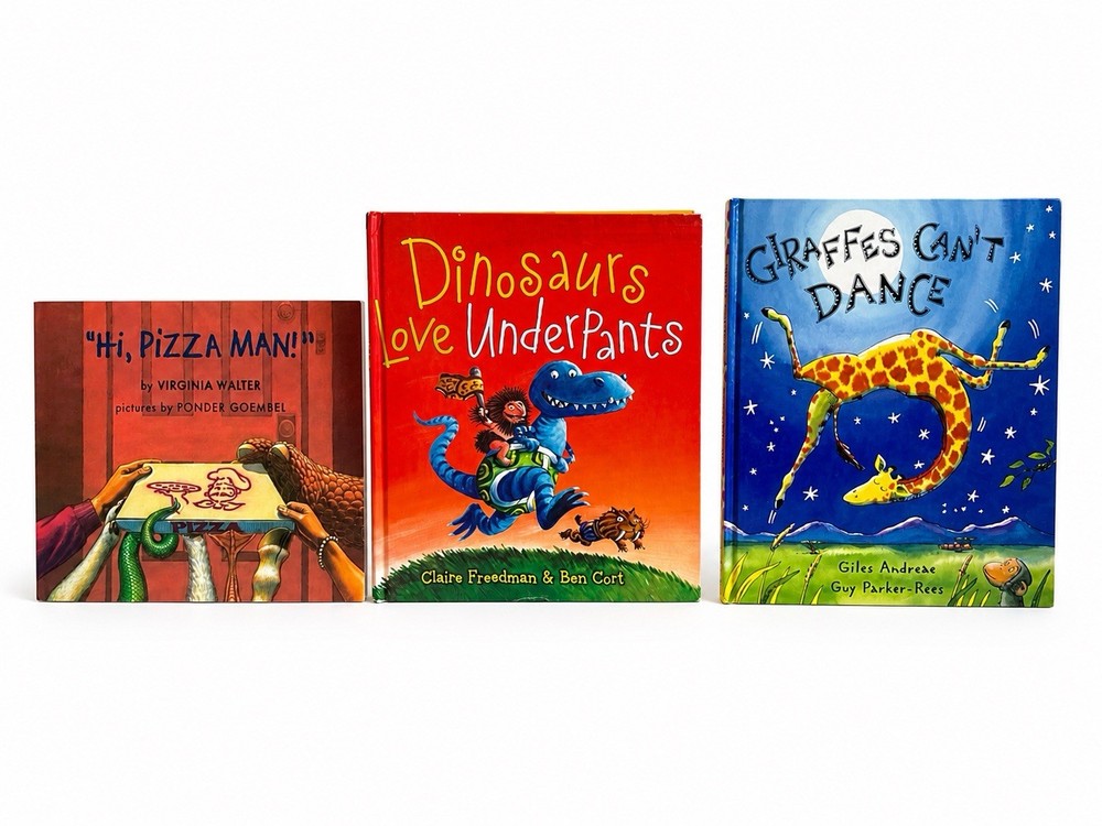 Kids Book Lot Giraffes Cant Dance Dinosaurs Love Underpants Pizza Man