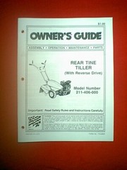 MTD REAR TINE ROTO TILLER WITH REVERSE MODEL 211-406-000 OWNER WITH PARTS MANUAL