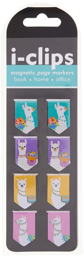 Llamas i-Clips Magnetic Page Markers (Set of 8 Magnetic Bookmarks)