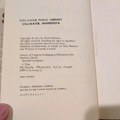 David Markson ~ SPRINGER’S PROGRESS 1st Edition 1977 Hardcover Ex-Library
