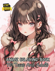 Anime Coloring Book for Teens and Adults: 54 Beautiful Anime Girls Pages to Colo