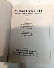Acharya’s Call Madras Discourses Book Set Second Edition 1995 Part 1 & 2 Aiyer