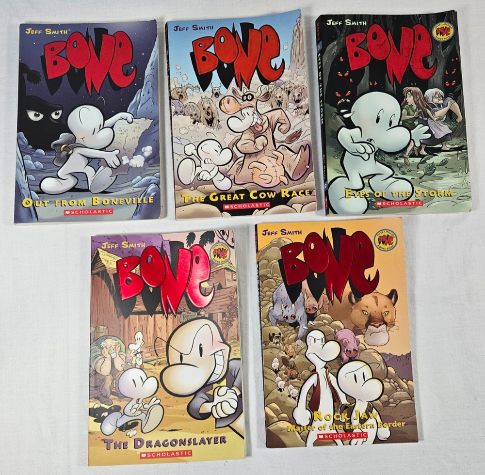 Bone Jeff Smith Scholastic Graphic Novel TPB Lot Volumes 1 2 3 4 5 1-5