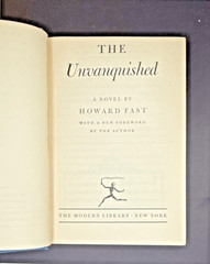 The Unvanquished by Howard Fast, Modern Library First Edition 1945 Hardcover