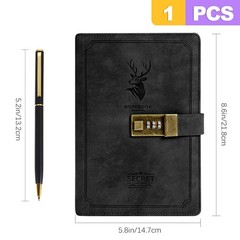 ZeriLion 240 Pages A5 Lock Journal Retro PU Leather Locking Diary Notebook – …